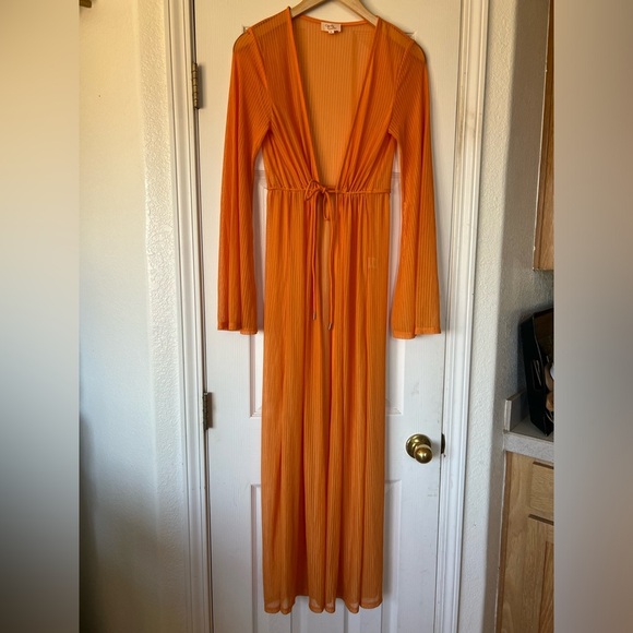 Camila Coelho Nikki Robe Cover Up Orange Bikini Cover small - Picture 4 of 9